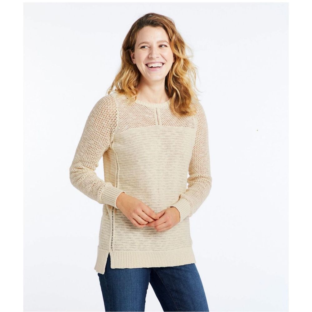 LL BEAN Women's Pointelle Mixed-Stitch Sweater Tunic